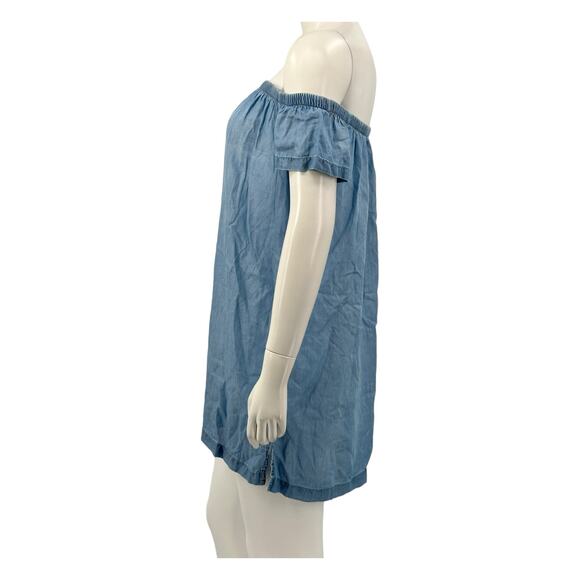 Bella‎ Dahl Anthropologie Dress Womens XS Chambray Off the Shoulder Mini Beachy - Picture 4 of 8